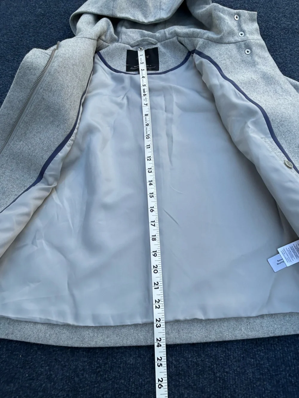J CREW Melton Wool Hooded Bib Jacket in Light Gray Size 6